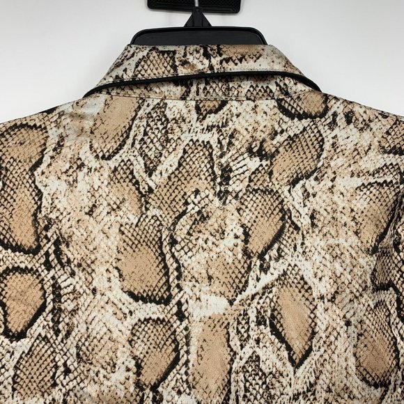 Lulus Top Snake Print Satin Rhea Button Down Long Sleeve - Picture 11 of 13